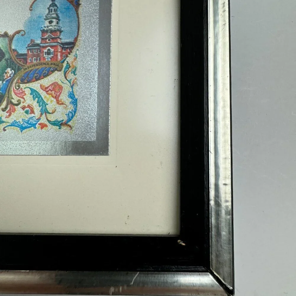 J. Rosen A. Hilton USA Patriotic Art Pint Declaration of  Independence Etch Foil